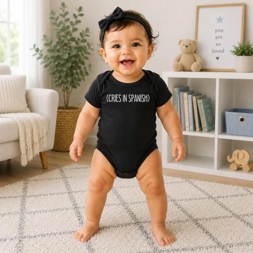 Vista 7 de CBTwear Body infantil divertido para bebé con gritos en español Negro