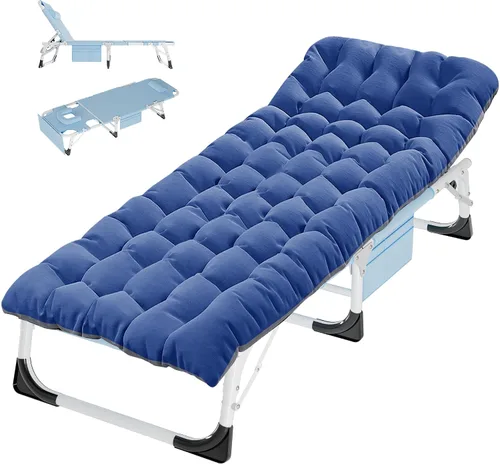 Vista 20 de ABORON Cuna de camping plegable de 5 posiciones y tumbona con alfombrilla Cuna negra/almohadilla azul