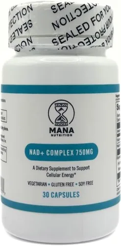 Vista 5 de Complejo NAD+ de 750 mg – con niacina y vitamina C – vegano, sin gluten, sin OMG – 30 cápsulas Cellular Energy, Healthy Aging & Mitochondrial