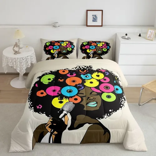 Vista 25 de Castle Fairy Juego de edredón de botas de vaquero, tamaño individual, juego de ropa de cama bohemio con guitarra musical para niños y niños