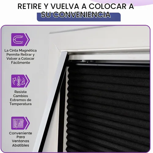 Vista 4 de Bloqueador de luz para ventana - Blanco 60" Juego de 2 (Removible) - Rieles laterales de oscurecimiento para persianas celulares y enrollables