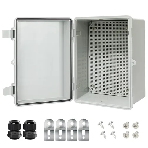 Vista 13 de Caja de conexiones IP65 impermeable carcasa de plástico ABS con cubierta transparente de PC con bisagras, caja de proyectos eléctricos con placa