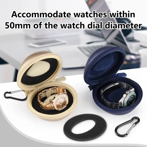 Vista 3 de HELMDY Reloj de viaje para hombres caja de almacenamiento portátil de un solo reloj caja de viaje 1 ranura - Se adapta a todos los relojes