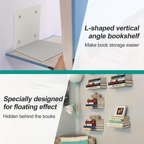Vista 3 de Eapele Estantería flotante invisible, estanterías colgantes de alta resistencia, estantería oculta montada en la pared de acero con accesorios