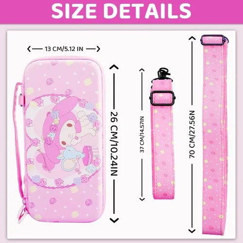 Vista 6 de FUNDIARY Pink Carrying Case for Nintendo Switch and Switch OLED, Cute Carry Case for Switch and Switch OLED Console, Shockproof Hard Travel Case