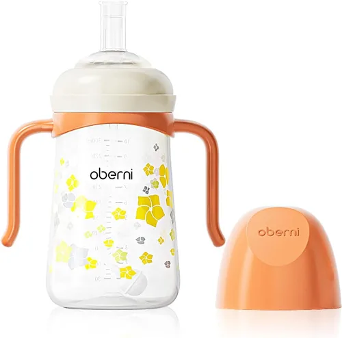 Vista 8 de Oberni Vaso para bebés de 8.1 fl oz/8 onzas, botella de agua para niños pequeños con boquilla con válvula antiderrames durante más de 6 meses verde