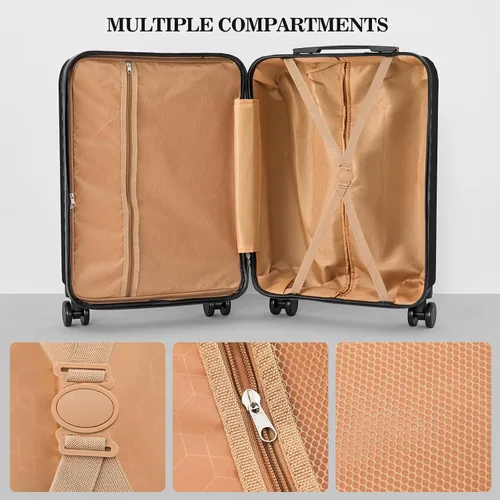 Vista 5 de Juego de 4 piezas de equipaje con ruedas giratorias Maleta de viaje rígida y ligera 16" 20" 24" 28
