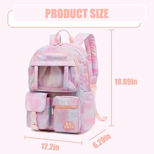 Vista 7 de REHALY Mochilas infantiles para niñas, lindas mochilas escolares para niños para escuela primaria, escuela primaria, mochila escolar de teñido
