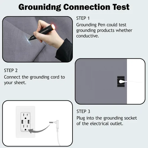 Vista 5 de Grounding Sheets - Sábana bajera ajustable de bolsillo profundo, 90% algodón, 10% fibra plateada, sábanas conectadas a tierra