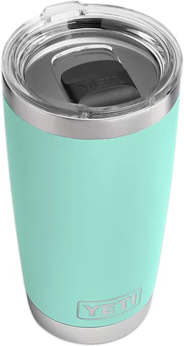 Vista 3 de YETI Rambler - Vaso de acero inoxidable con aislamiento al vacío de 20 onzas con tapa MagSlider Verde mar