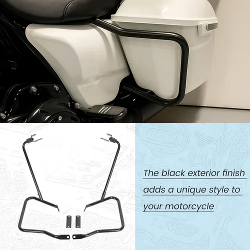 Vista 7 de ECOTRIC Barras protectoras de soporte para alforja compatibles con Harley Davidson Touring Street Road Glide FLH 2014-2024, color negro