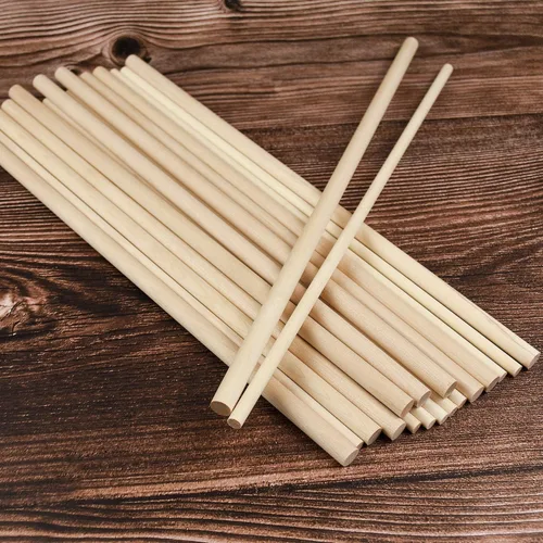 Vista 3 de 20 varillas de madera para manualidades, palos de madera natural sin terminar de 1/4 pulgadas / 2/5 pulgadas x 12 pulgadas