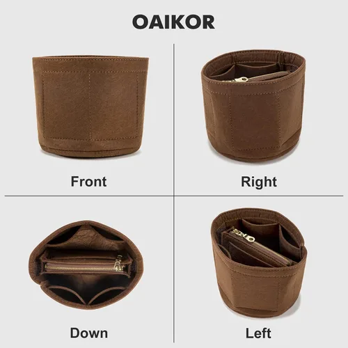 Vista 3 de Organizador de fieltro para bolsos, organizador de bolsa con múltiples bolsillos, organizador de bolsas para bolsa LV Cannes (fieltro marrón)
