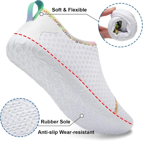 Vista 5 de Fires Zapatos de agua para mujeres y hombres, de secado rápido, calcetines de agua descalzos, transpirables, para senderismo, natación, playa, surf