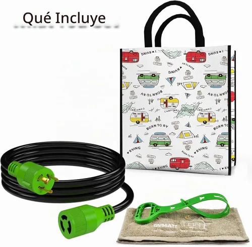 Vista 6 de RVMATE Cable de extensión para generador de 3 clavijas y 30 amperios, 10 pies, NEMA L5-30P/L5-30R 125V SJTW Jacket