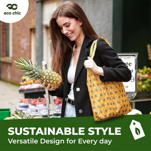 Vista 2 de ECO CHIC Bolsas plegables reutilizables para comestibles, bolsa de compras ligera, reciclada y reutilizable, bolsa plegable impermeable Gafas Gatos