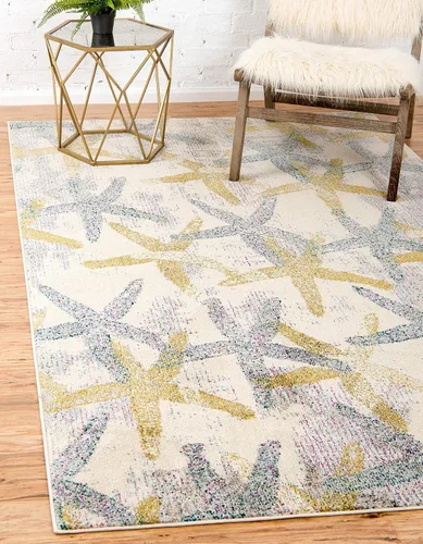Vista 4 de Alfombra moderna Positano de estilo costero de Loom, Polipropileno, Beige/azul