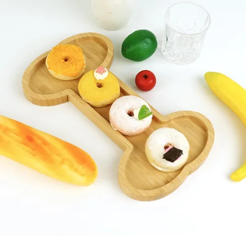 Vista 2 de Bandeja de servir para perros, suministros para fiesta de cumpleaños, bandeja para servir huesos, tabla de cortar de madera, plato de dulces