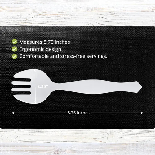 Vista 3 de PARTY BARGAINS Tenedores desechables de plástico blanco de 8.75 pulgadas, paquete de 12 tenedores de servicio KItchenware resistentes para bodas