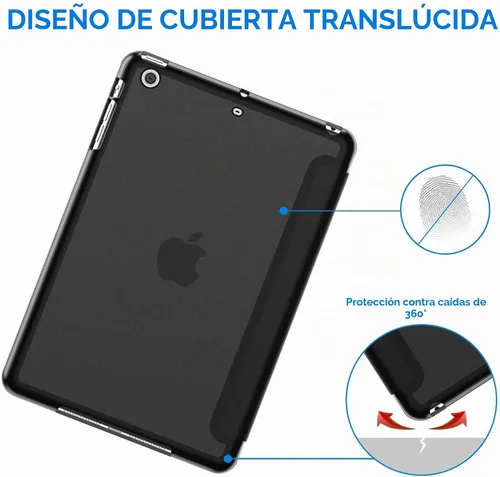 Vista 4 de JETech - Funda para iPad mini 3/2/1 (2014/2013/2012), color negro Diseño trasero translúcido delgado, soporte de tres pliegues, encendido