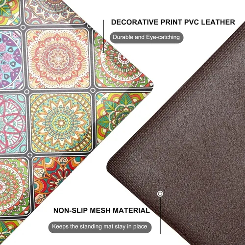 Vista 5 de QIYI Tapete de cocina bohemio antifatiga, acolchado de espuma de 3/5 pulgadas de grosor, impermeable, cómodo, para decoración de interiores