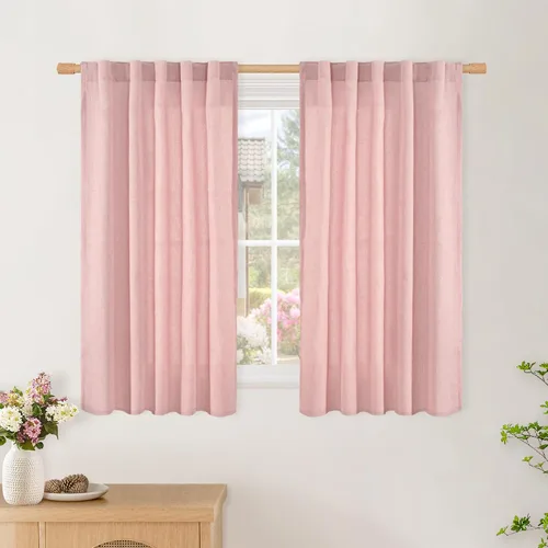 Vista 38 de BGment Cortinas cortas de lino marfil de 36 pulgadas de largo para ventanas de cocina, pequeñas cortinas texturizadas rústicas para café sobre