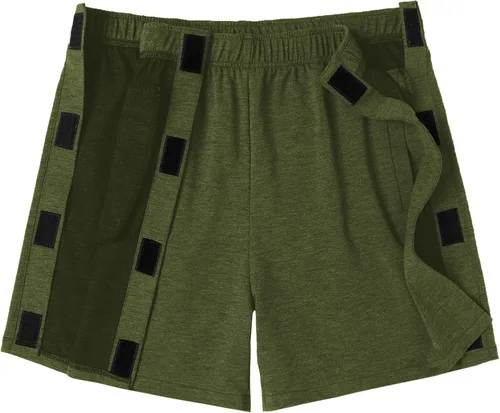Vista 5 de Deyeek - Pantalones cortos unisex desmontables con cierre de botón, de algodón atlético, para recuperación post cirugía de rodilla, reemplazo