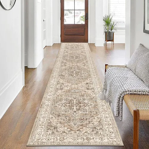 Vista 18 de Pauwer Alfombra vintage de flores 2 x 3 pulgadas, estilo envejecido, antideslizante, de pelo bajo, tapete para entrada, interior, pequeña, retro