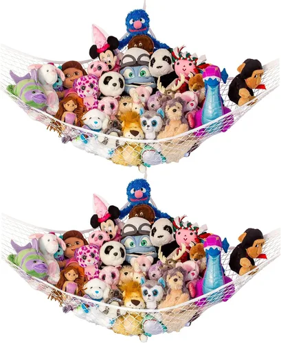 Vista 8 de Hamaca para animales de peluche, grande, almacenamiento de animales de peluche en esquina y red de peluche, hamaca de juguete para animales