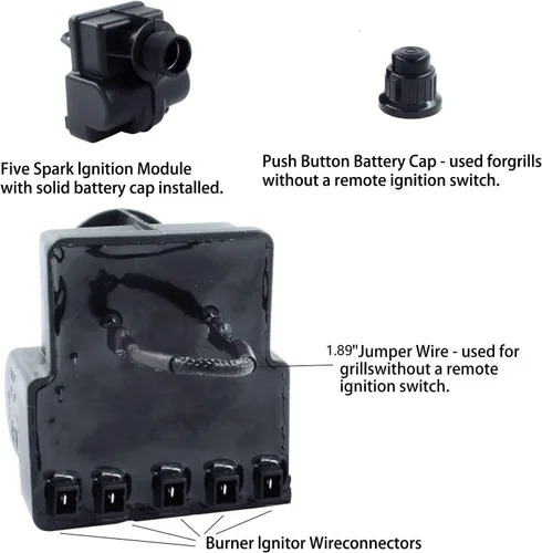 Vista 6 de Kit de encendido electrónico de repuesto para Char-Broil G515-0030-W2 y otros modelos, módulo de encendido de 5 salidas con cables y botones