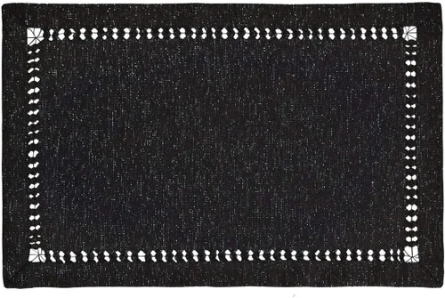Vista 15 de Grelucgo Servilletas de mesa de comedor con dobladillo a mano para Halloween, hilo plateado entrelazado (negro, 4 servilletas de 18 x 18 pulgadas)