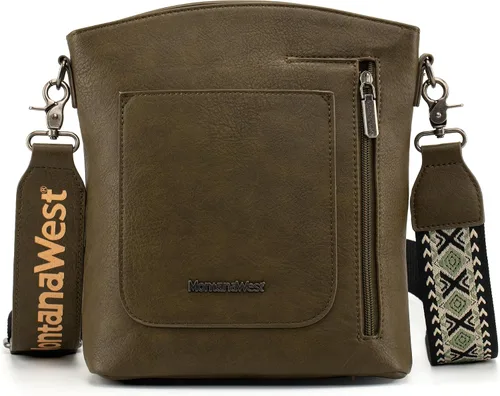 Vista 2 de Montana West Bolso cruzado grande con bolsillo con cremallera múltiple con correa de guitarra