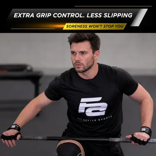 Vista 8 de Fit Active Sports Nuevos Guantes de Entrenamiento con Ventilación para Levantamiento de Pesas con Muñequeras Integradas para Hombres y Mujeres