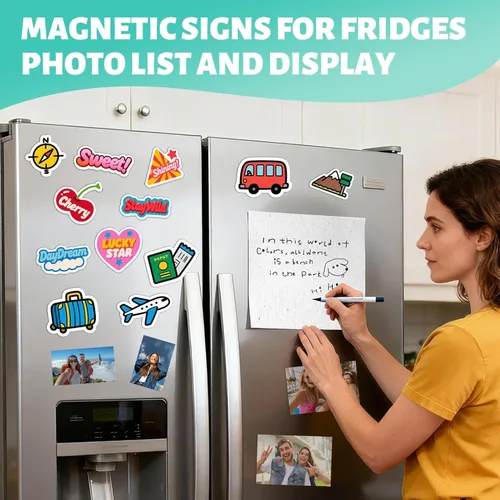 Vista 5 de 50 hojas brillantes impresas en papel magnético a granel para impresora de inyección de tinta, haz fotos para refrigerador, 13.5 mil, 8.5 x 11