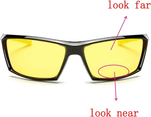 Vista 2 de Gafas de seguridad de conducción nocturna con lectores bifocales, unisex, marco completo, con lentes amarillas, para hombres y mujeres