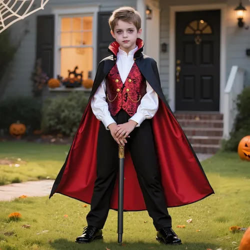 Vista 6 de PEADUCK Disfraz de vampiro para niños, disfraz de Halloween, juego de rol