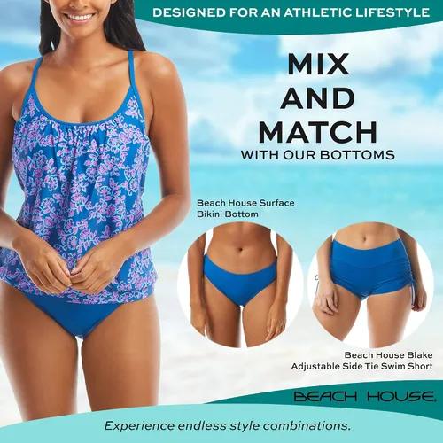 Vista 4 de Triumph - Top de tankini de doble capa traje de baño atlético, brasier deportivo integrado para nadar