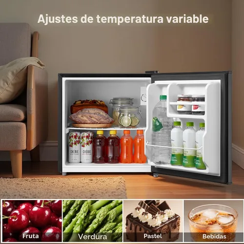 Vista 4 de Midea MERM17B0ABB - Mini refrigerador de 1.7 pies cúbicos, refrigerador compacto con termostato ajustable, puerta reversible, bajo nivel de ruido