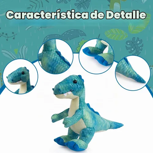 Vista 5 de HollyHOME Animal de peluche de dinosaurio, juguetes de peluche de Azul