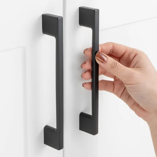 Vista 24 de Paquete de 10 tiradores para gabinete de 3-3/4 pulgadas (96mm) de color negro mate, manijas de gabinete negro para cocina, accesorios de cocina