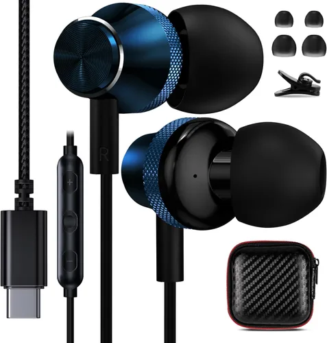 Vista 9 de Auriculares USB C para iPhone 17 16 Pro Max 15 Plus iPad 10 11 Air 5th Pixel 9a, COOYA Tipo C Auriculares con cable para Samsung S25 Ultra A16 Fold