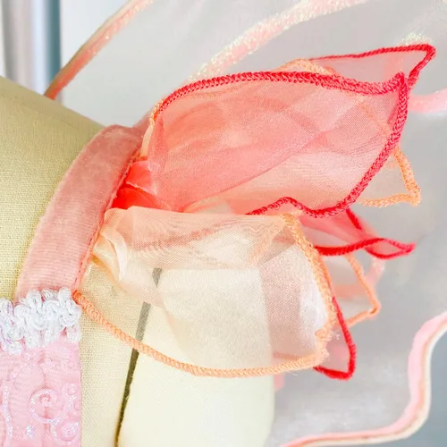 Vista 3 de DJDLPARTY Conjunto de disfraz de hada rosa para niñas con alas y diadema