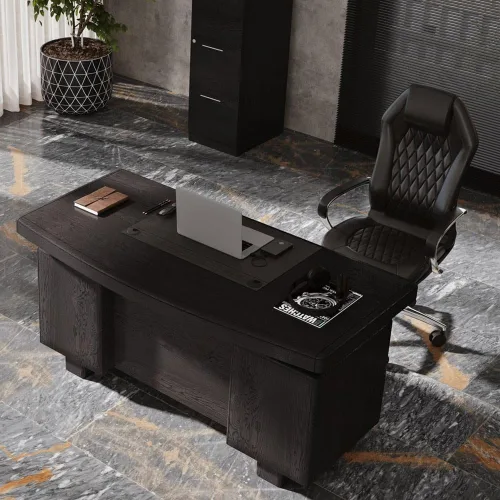 Vista 3 de ZURI Muebles - Silla ejecutiva ergonómica de cuero genuino con base de aluminio, color negro
