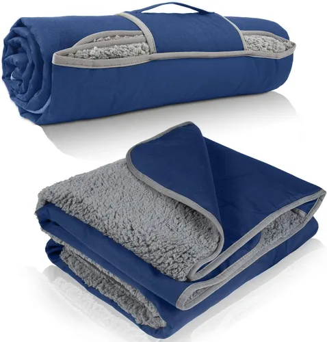 Vista 18 de Tirrinia Manta impermeable para exteriores con forro sherpa, resistente al viento, triple capa, cálida y cómoda, plegable para camping, estadio