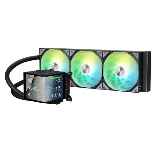 Vista 17 de TRYX Panorama 280 Blanco 280mm AIO Pantalla AMOLED L-Forma de 6.67'' Efecto 3D Anamorfo Display Personalizable Enfriador AIO 280mm Bomba Asetek 8ª