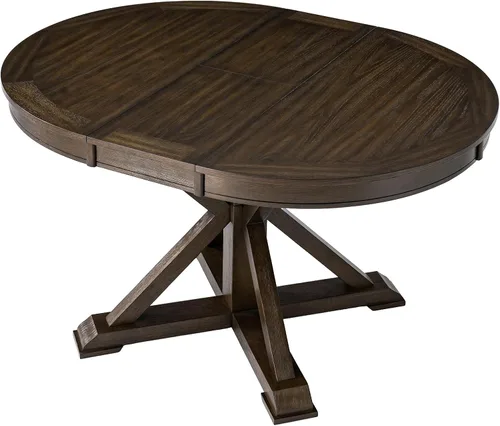 Vista 8 de HULALA HOME Mesa de comedor extensible redonda ovalada de 42 a 54 pulgadas, mesa de cocina expandible de madera maciza con hojas que ahorran