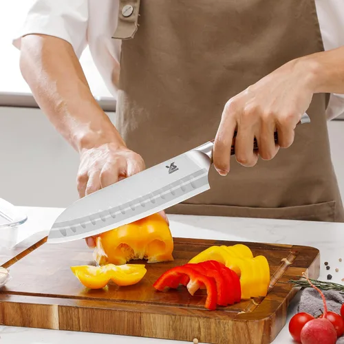 Vista 6 de MSY BIGSUNNY Juego de cuchillos de cocina de 5 piezas, cuchillo de cocina profesional alemán de acero inoxidable, serie Tang