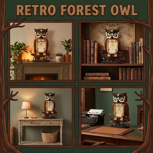 Vista 5 de HJPLPXH Juego de bloques de construcción de reloj de búho, reloj de trabajo real, kit educativo de construcción STEM para niños, perfecto
