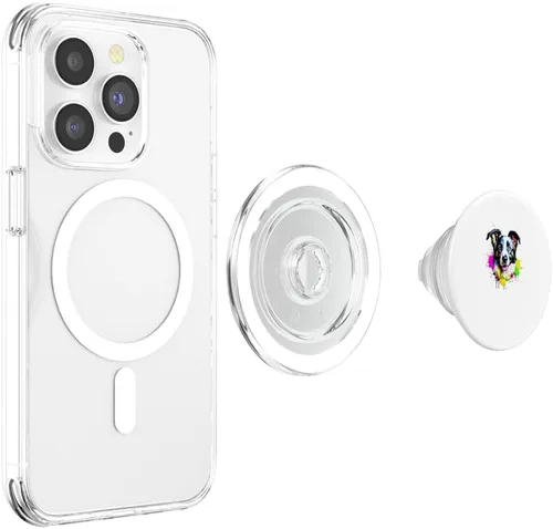 Vista 4 de Border Collie Pop Art & Splash Art Border Collie PopSockets MagSafe PopGrip for iPhone
