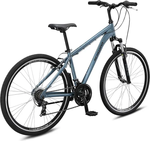 Vista 3 de Schwinn Network 1 Bicicleta híbrida, Bicicleta de 700c para hombres y mujeres, Bicicleta híbrida de 21 velocidades, marco de aluminio, horquilla